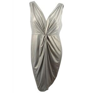 Calvin Klein Women's Plus Size Metallic Twist-Front Jersey Dress (18 W Khaki)